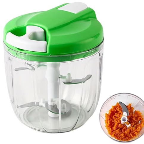Tritatutto manuale – 900 ml tritatutto manuale aglio tritatutto a mano con corda per robot da cucina | Verdure, pepe, coni Tagliaverdure è adatto per tagliare e mescolare verdure e macedonie di frutta