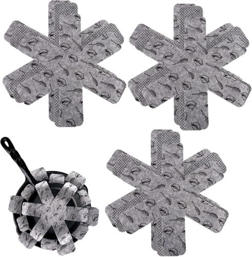 Binnan 9 Piezas Protectores para Ollas y Sartenes, Protectores para Sartenes y cazuela, Esteras para Macetas no Tejidas, Almohadillas Aislantes para Macetas