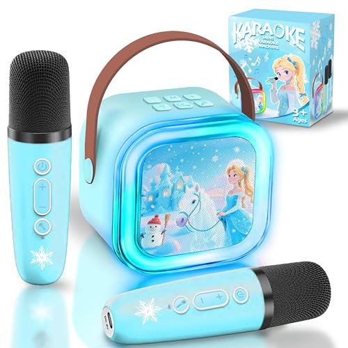 GIrliGlee Karaoke Infantil,Frozen Juguete Microfono para Niñas,Karaoke 2 Microfonos Inalambricos,ldee Giochi Regalo para Niñas 3 4 5 6 7 8 9 Años