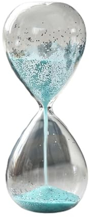 Gcljlmy Sablier scintillant en verre à paillettes, 20 x 8 cm, avec paillettes, sablier original pour le bureau, cadeau d'anniversaire (bleu)