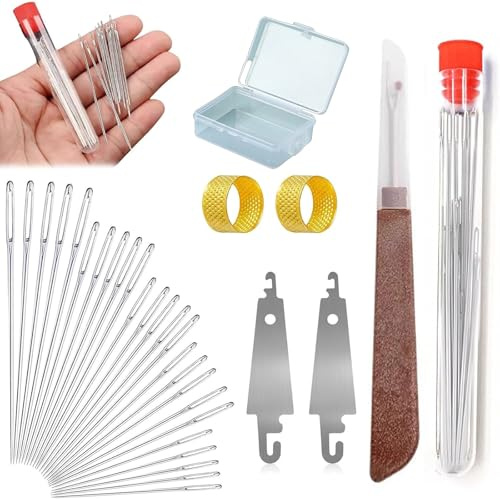 Kit De Costura, 2026 Nuevo Juego De Agujas De Coser Ojo Grande Acero, 37 PCS Set Portátil De Acero Inoxidable, Agujas Hilo Para Costura Manual DIY Reparación (31PCS)