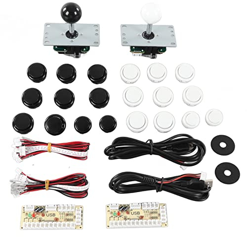 Bonbela Juego de 2 jugadores para manualidades, juego de mesa USB, codificador de joystick para amigos (blanco y negro)