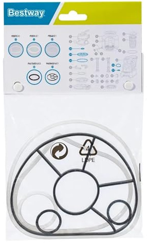 Bestway 19067 | Set di Guarnizioni per Valvola di Controllo e Coperchio della Pompa Filtro a Sabbia di Piscina da 5678 L/h e 8327 L/h, Ricambio Originale