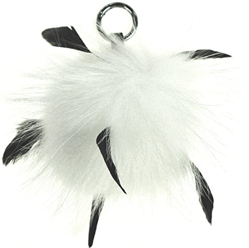 Modassori Damen-Mode Anhänger Handtasche Echt-Fell Pompom Pelz-Bommel Weiß Artikelname My Gremlin Kollektion 2023