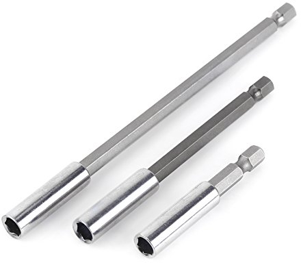 Electric Drill Screwdriver Extension, 1/4 Inch Hex Shank Magnetic Drill Extension Holder, Drill Extension Rod, 3 Pieces for Most Electric Screwdrivers, Drills and Bits
