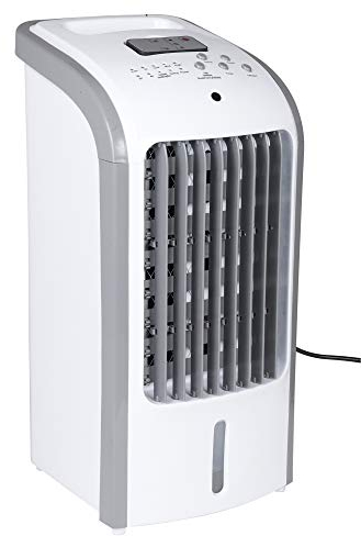 White 57 x 27 x 25 cm Small Portable Air Cooler Unit System with 3 Power Settings, Remote Control & Wheels - Functions as Fan, Air Cooler & Humidifier