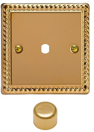 Varilight Single Faceplate Kit (Dimmer Modules Not Included) - Classic Georgian Brass With Polished Brass Knob, WG1