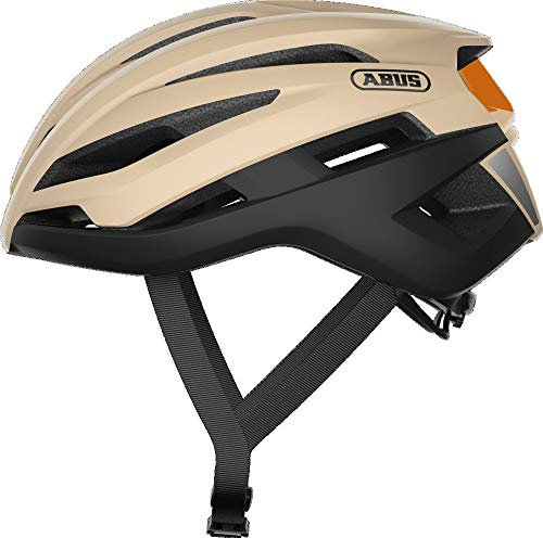 ABUS Rennradhelm Stormchaser - Leichter und komfortabler Fahrradhelm für professionellen Radsport, Beige (beige black), M (52-58 cm)