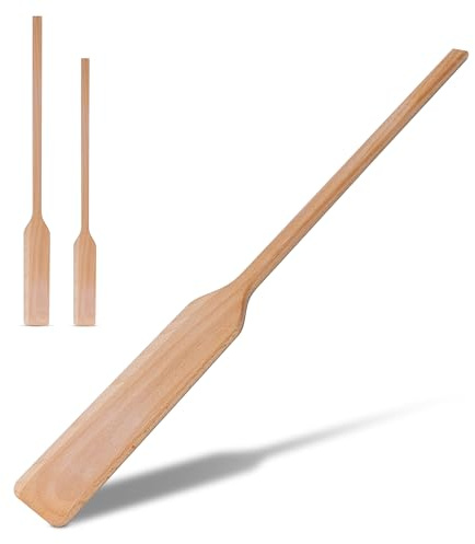MR. WOODWARE Espátula de madera extra larga de 60 cm, cuchara de madera de haya para cocinar, mezclar, preparar en ollas grandes - Utensilios de cocina resistentes, paletas planas de mango largo