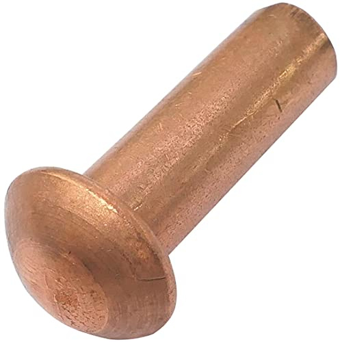 AERZETIX - C48044 - Satz von 10 Nieten aus kupfer - kupfernieten Ø6x18mm mit halbrundkopf - halbrundnieten - halbrundkopfniete - vollniet - DIN 660 - montage von teilen aus metall