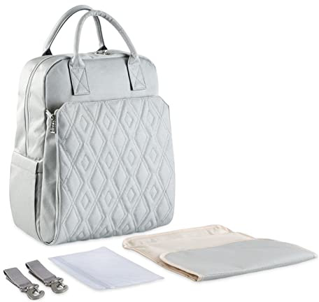 SONARIN Multifunktion Stylische Baby Wickelrucksack Wickeltasche,Großer Kapazität Wasserdicht Babytasche Wickeltasche Rucksack Reisetasche mit Wickelunterlage & Kinderwagen Haken(Grau)