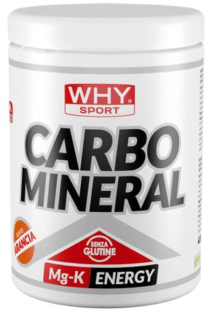 WHY SPORT CARBO MINERAL - Carboidrati con Maltodestrine - Potassio - Magnesio - Integratore Alimentare - Gusto Arancio - 400 gr
