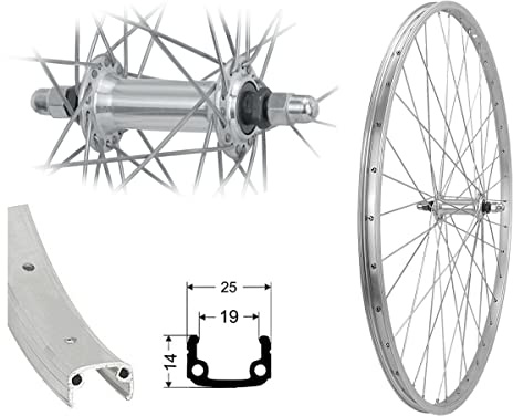 Aggro-X 26 Zoll Basic Vorderrad Silber 19-559 V-Brake | Felgenbremse, Laufrad, Aluminium