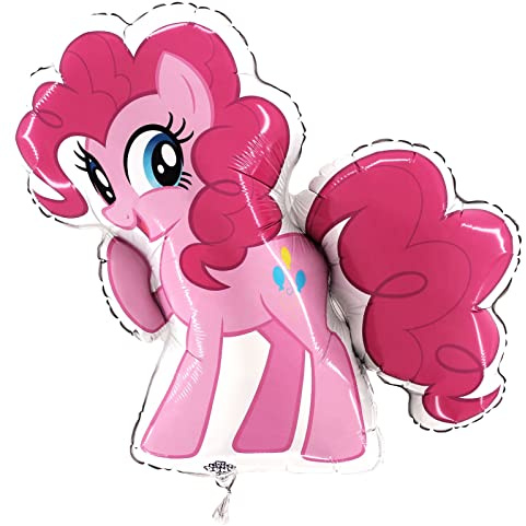 Grabo My Little Pony Pinkie Pie Ballon, hergestellt in Italien. Ballon für Kinder mit allen My Little Pony Charakteren, aus Folie mit Röhrchen zum Aufblasen. Bunte Ballons, 66x61 cm