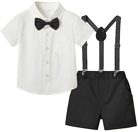 Billion Xin Baby Jungen Gentleman Anzüge, Kleinkinder Kleidung Set Kurze Ärmel T-Shirt + Bowtie + Kurze Hosen Taufe Anzug Taufe Hochzeit Outfit