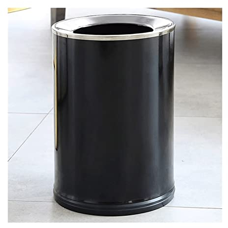 PEVSCO Papelera Cubo de basura de 15 l for el hogar, la sala de estar, el dormitorio, el cubo de basura abierto, la cocina, el baño, la oficina, la papelera grande Bote de Basura (Color : Negro)