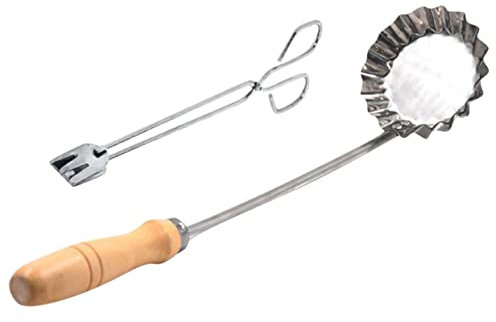 BESTonZON Frying Spoon Tong Kitchen Gadgets Snack Mold Wooden Handle Safe Material Wide Application for Home and Restaurant