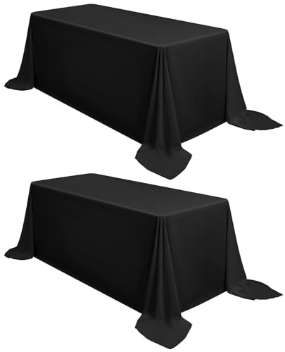 FXKS 2 Stück Tischdecke Schwarz 229 x 335 cm,Rechteckige 8 FT Tischdeckes