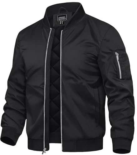 TACVASEN Mens Bomber Jacket Mens Coats and Jackets Men's Fleece Jackets Coats Winter Jacket for Men Thermal Windproof Jacket Men Black