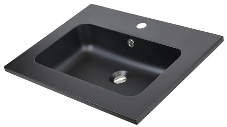 OGOMONDO Lavabo ad Incasso Mineral Marmo Colore Nero Opaco Rettangolare per Mobile Composizione Bagno