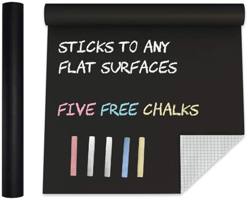 Tafelfolie Selbstklebend Schwarz Kreidetafel Blackboard - 200 x 44 cm Kreidefolie als Tafel für Kinder Wand DIY Tapete Kuehlschrank Kueche Tuer Outdoor Tafel
