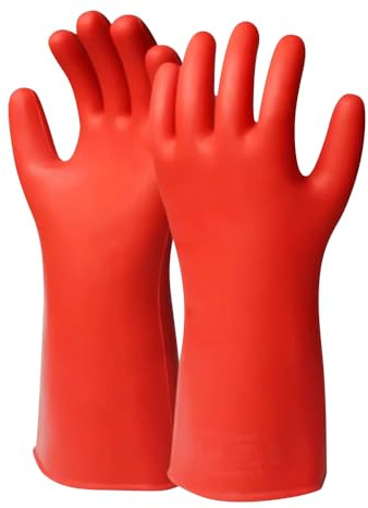 Uadme Elektrische Handschuhe Klasse 00, 1 Paar Hochspannungs Handschuhe 12KV, 1,8 mm Dick Gummi Isolierhandschuhe für Monteure, Elektriker, Baustellenarbeiter
