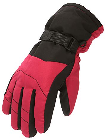DUHGBNE And Waterproof Winter Ski Hot Glove Windproof Children's Gloves Latex Outfit (Red, One Size)