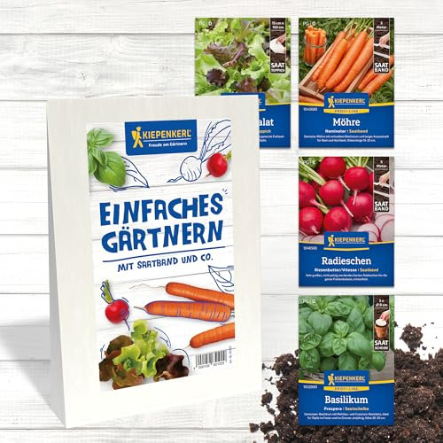 Kiepenkerl Saatgut-Set 65102, Gemüsesaat | Basilikum, Radieschen, Aussaatratgeber, für Anfänger & Profis, aromatisch