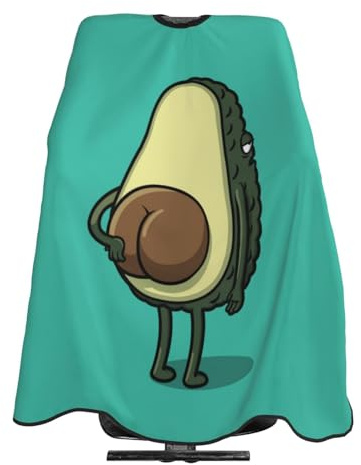CZZYH Verstellbarer Halsausschnitt Friseurumhang, lustiger Cartoon-Avocado-Friseurmantel, 140cm x 168cm