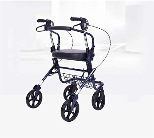 Lättviktsrullator Med Fyra Hjul Med Vadderade Sits Ergonomiska Handtag Och Avtagbar Varukorg Gångstativ