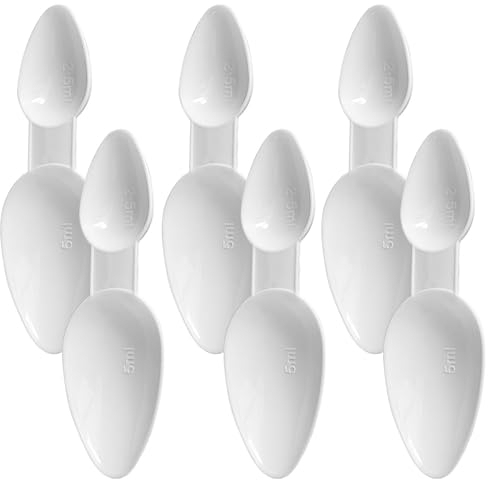 6 Pcs 5ml/2.5ml Double Sided Spoon,Reusable Plastic Medicine Spoons,Medicine Cups(Colour:White)