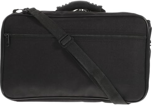 BESTonZON Oboe Aufbewahrungsbox Schwarz Canvas Tragetasche Mit Metallverschluss Holz Innenfach Plüschschutz Für Musiker Zweitesiliges