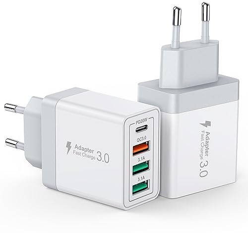 ZUANQL USB C Ladegerät, 4 Ports Mehrfach Ladegerät mit USB-C und USB-A, 40W Schnellladegerät PD 3.0 Power Adapter USB Netzteil für iPhone 15 14 Pro Max 13 12 11 SE 2020 XS XR 8 7, Samsung, Handys