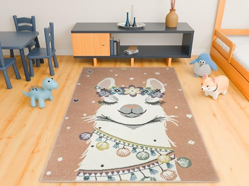 AKCILA Rechteckig Kinderteppich Lima 100x150cm, Teppiche für ein Kinderzimmer mit kurzem Flor, Teppich für ein Mädchen, Kinderteppich, Spielteppich