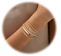 Dochais 6Pcs Armbander Damen Gold/Silber, 14K Gold Vergoldet Ketten Armbänder Damen, Verstellbar Kette Armbander Set Modeschmuck,Cubic Zirkonia Silber Armkette