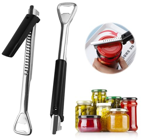 2 abrelatas manual, abrelatas manual, abrelatas multifuncional ajustable y abrebotellas, abrebotellas antideslizante para personas mayores, abrebotellas de rosca