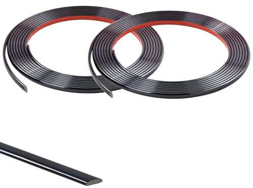 10M(5Mx2 Rollen) Schwarz Kachelkantenleiste Zierleisten Selbstklebend Tapetenrand Wandperlenleiste Dekorative flache Kante PVC Vollendungsleisten für Wandkacheln,Decke,Spiegel,Schrank,Platte,8mm