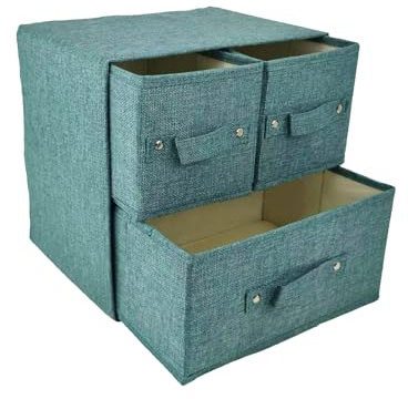 Cotton Linen Storage Box, große faltbare Aufbewahrungsbox mit Griff unter Bett Lagerung Stoff Regal Kleidung Aufbewahrungsbox Schlafzimmer Büro Kinderspielzeug (2 * 3)