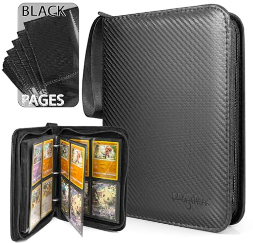Majillux Album Premium pour Cartes à Collectionner - 4 Cartes par Page, Capacité de 176 Cartes, Design Élégant avec Effet Fibre de Carbone