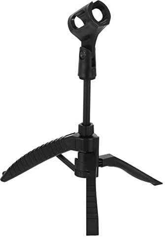 Höhenverstellbarer Desktop Mikrofonständer mit Dreibein, Schwarz | Abs und Metall, Neigbar, Zerlegbares Design mit Dreieckiger Öffnung, Kompakt Verstaubar
