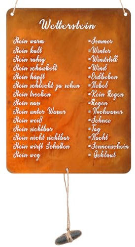 Fiada Rost Schild Wetterstein Lustig Wetterstation für Stein 26,5 x 20 cm Edelrost Schild Rostdeko Gartendeko Rostige Deko Draußen Gartendekoration Balkon Deko für den Garten