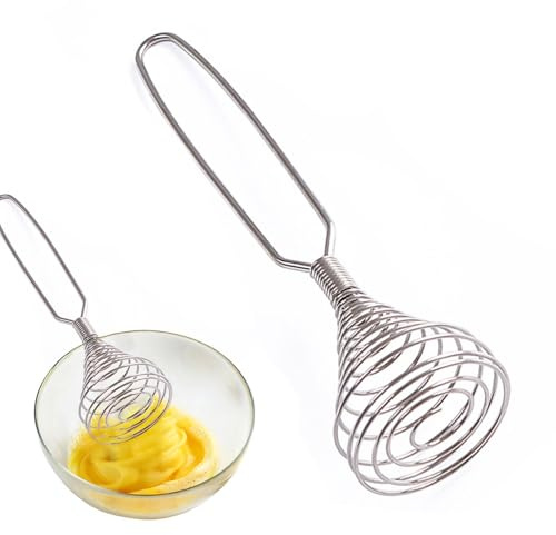 Batidor de huevos de alambre - Batidor de huevos manual de empuje, Batidor de acero inoxidable, Batidor de estilo francés, Batidor manual de salsa Batidor de huevos para cocina Cuc