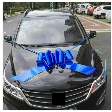 Pmnzdy Riesige Große Schleife für Auto 24 inch Autoschleife Car Bow Happy Birthday Fahrrad Auto Geschenkschleife Große Dekoration Bogen Riesenschleife Weihnachtsschleifen mit SaugnapfBlau