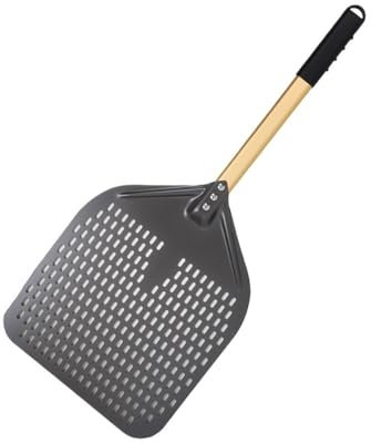WANGZEYU Pelle Pizza Pelle à Pizza perforée de 10, 11, 12, 13, 14 Pouces, Pelle rotative for Four, Outils de Cuisine, Cuisson de Pizza antiadhésive Pelle A Pizza(14 inch 76cm Gold)