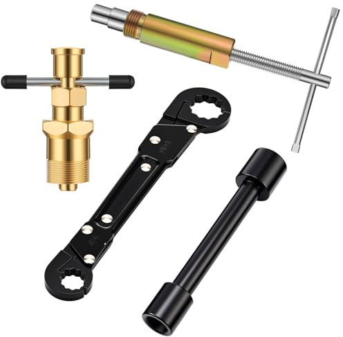 Lanties 4 Pcs Angle Stop Wrench Kit Plumbing Tool, Olive Ring Removal Tool with Diameter of 1/2, 3/4, Compression Sleeve Puller for 1/2 Compression Fitting, Install Angle Stop Nut(Olive,Black)