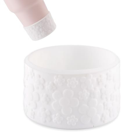 BOXOB Flower Gradient Silicone Boot for Stanley Cup 12-40oz Fits 2.95 Inch Bottom Diameter, Non-Slip Water Bottle Boot Cup Bottom Protector Sleeve for Tumbler Accessories (White)