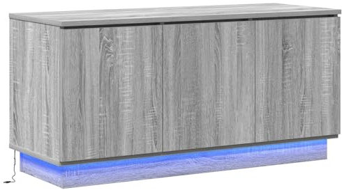 vidaXL Meuble TV avec LED Sonoma Gris 100 x 38 x 49 cm, Salon, Design Moderne, Meuble TV rectangulaire, Centre de Divertissement, Solution de Rangement Fonctionnelle