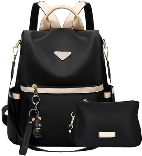 Leathario Rucksakck Damen klein,Diebstahlsicher Cityrucksack Set,PX4 Wasserdichtere Rucksackhandtasche,Eleganter Tagesrucksack für Büro,Pendeln,Arbeit,Backpack Women für Reisen,Einkaufen,Schwarz