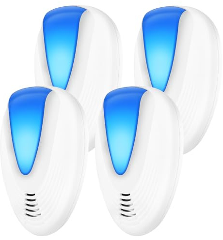 LOPHE 2025 Upgraded Ultrasonic Pest Repeller, 4Pcs Ultrasonic Pest Control Repeller Electronic Insect Repellents Mouse Repellers Plug In Round Mosquito Repellent Pest Repellers Indoors - No Radiation