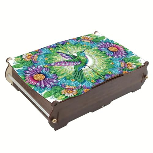 CXINLky Scatola di Conservazione per Dipinti con Diamanti, Grande Capacità per Dipinti con Diamanti, Scatola di Conservazione in Legno per Gioielli Mandala Fai da Te, Organizzatore Regalo-07-Colibrì